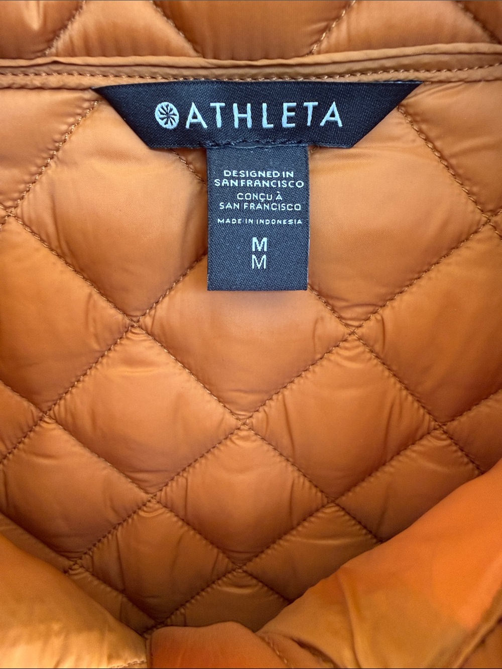 Athleta Whisper Featherless Jacket Quilted Puffer Full Zip In Rust Size Medium - Picture 3 of 14